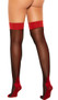 Sheer cuban foot thigh high with red back seam, top and heel.