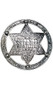 Round belt buckle with SHERIFF star badge in center.