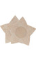 Self adhesive seamless star shaped lace nipple covers. Disposable, single use. 3 pair per package. Measure about 3" across widest point.