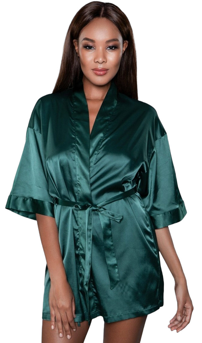 Getting Ready Satin Robe Forest Green