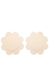 Self adhesive flower shaped nipple covers, single use. 5 pairs per package. Measure about 2" wide. Nip those wardrobe malfunctions. These nipple concealer adhesives are soft and flexible. Use with or without a bra, with your favorite backless dress or swimsuit. Wear 6-8 hours max.