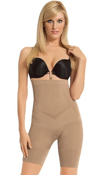 Seamless high waist boxer body shaper with firm compression.