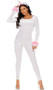 Imagine That unicorn costume set includes long sleeve crushed velvet jumpsuit with faux fur wrist detail, furry tail, and scoop neck and back. Pull on closure. Matching horn headband with ears also included. Two piece set.
