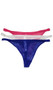 Low rise tanga style sheer mesh thong with stretch waistband and lined crotch. This listing is for a pack of three panties. You will receive one of each: pink, white and blue.