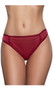 Sheer mesh hipster bikini with ruched front, Brazilian cut, stretch waistband and lined crotch. This listing is for a pack of three panties. You will receive one of each: dark blue, green and burgundy red.
