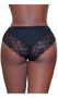 Mid rise bikini panty with sheer floral lace trim and lined crotch. This listing is for a pack of three panties. You will receive one of each: black, red and pink leopard.