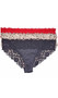 Mid rise bikini panty with sheer floral lace trim and lined crotch. This listing is for a pack of three panties. You will receive one of each: black, red and pink leopard.