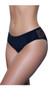 Mid rise laser cut brief panty with sheer floral lace back, scalloped trim and lined crotch. This listing is for a pack of three panties. You will receive one of each: black, navy blue and coral.