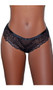 Low rise lace panty with eyelash scalloped trim, front mesh panel, elastic waistband, cheeky cut back and lined crotch. This listing is for a pack of three panties. You will receive one of each: black, bronze and brown.