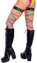 Rainbow Pride leg straps with attached elastic garter featuring LOVE print. Two per package.