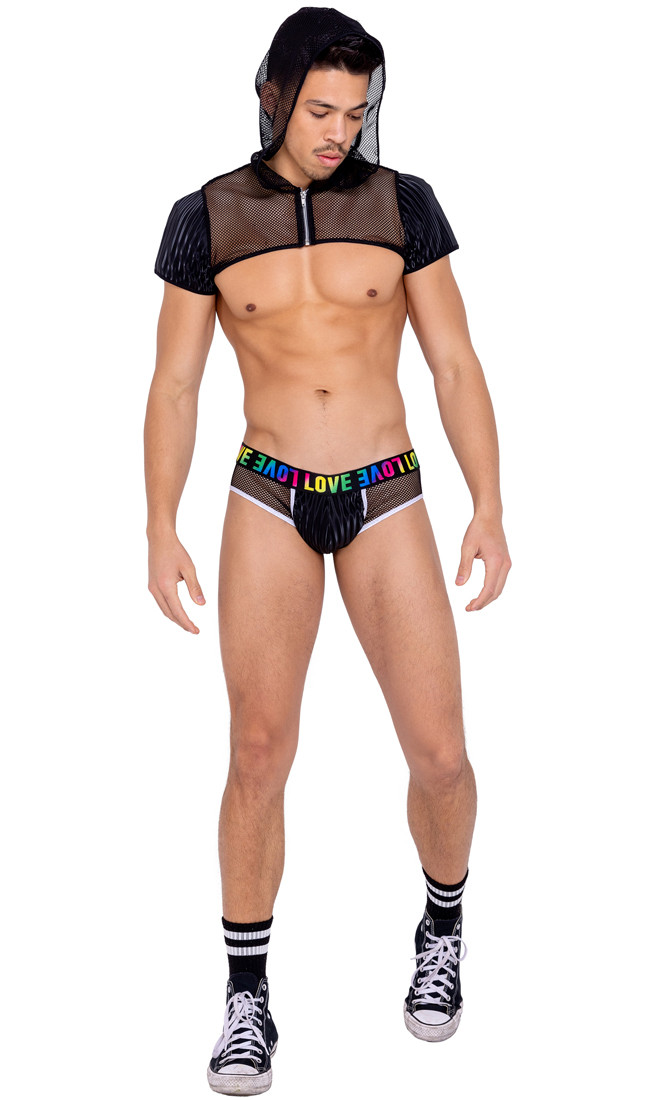 Mens Pride Briefs Fishnet Sides