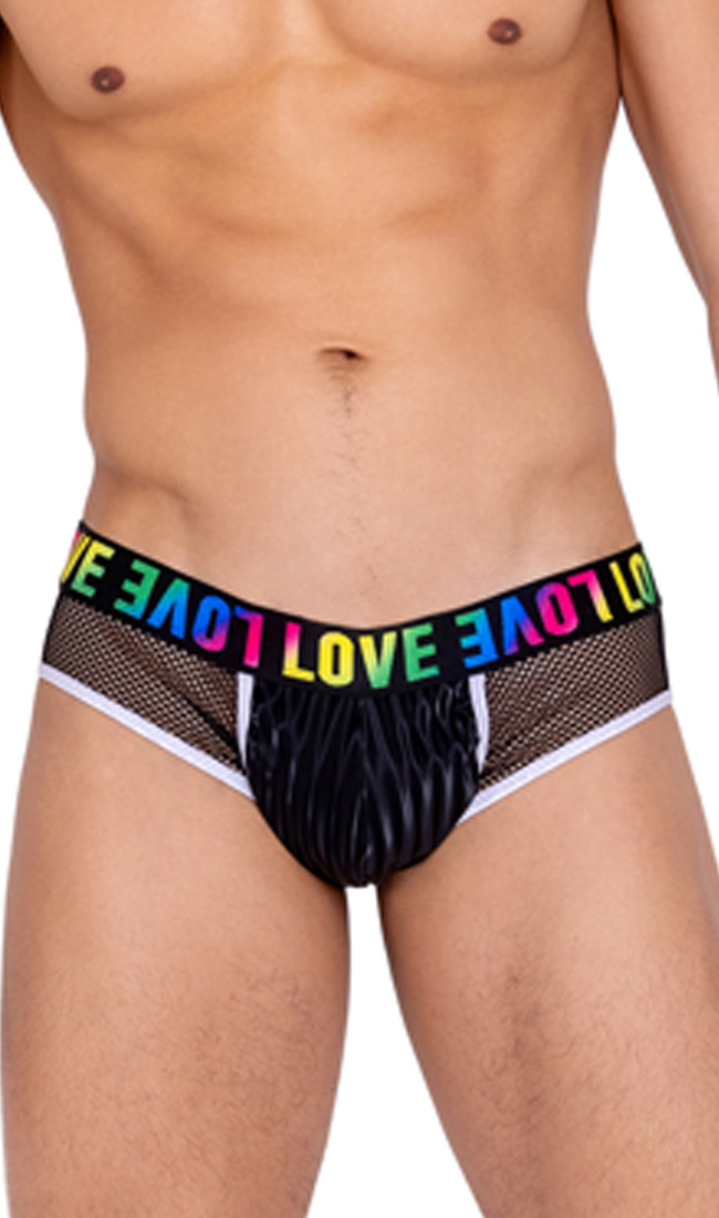 Rainbow LOVE Print Briefs with Fishnet Sides and Contrast Trim - Underwear  & Socks