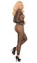 Long sleeve seamless footless crochet bodystocking with lace trim. Open crotch.