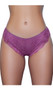 Low rise tanga panty with sheer lace design, inside mesh lining on front half, elastic waist, scalloped hem and lined crotch. This listing is for a pack of three panties. You will receive one of each: burgundy red, mocha brown and dusty rose pink.