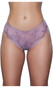 Low rise tanga panty with sheer lace design, inside mesh lining on front half, elastic waist, scalloped hem and lined crotch. This listing is for a pack of three panties. You will receive one of each: burgundy red, mocha brown and dusty rose pink.