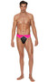Men's stretch neon thong with contrast front design.