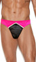 Men's stretch neon thong with contrast front design.