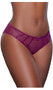 Low rise mesh bikini panty with strappy front detail, mini satin bow and lined crotch.