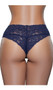 Low rise lace brief panty with sheer lace design, scalloped trim and lined crotch. This listing is for a pack of three panties. You will receive one of each: baby pink, coral, and navy blue.
