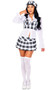 Rodeo Drive Diva costume includes long sleeve sheer blouse, plaid bustier with adjustable straps, matching pleated mini skirt and hat. Four piece set.