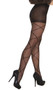 Sheer pantyhose with criss cross detail.