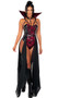 Piercing Beauty Vampire deluxe costume set includes sleeveless vinyl bodysuit with floral lace overlay, pointed cups with studded strappy details and O ring accents, attached tall collar with choker, wide shoulder straps and back zipper closure. Matching belt with attached long drapes also included. Two piece set.