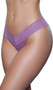 Low rise sheer mesh thong with stretch floral lace waistband and lined crotch. This listing is for a pack of three panties. You will receive one of each: pink, lavender and rosewood.