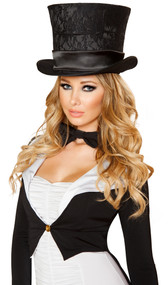 Oversized deluxe top hat with lace overlay and satin band.