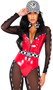 Speedway Hottie costume includes long sleeve jumpsuit with sheer mesh arms and legs featuring checkered black and white piping, wet look vinyl bodice with zipper front closure, and checkered mock neck collar. Checkered belt with parachute buckle closure also included. Two piece set.