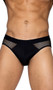 Men's X-Posed briefs feature a contoured jersey knit front pouch with sheer mesh sides and back.