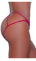 Low rise Brazilian style brief panty with lace front, cage style strappy open back, and lined crotch.