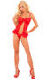 Chiffon baby doll with ruched cups, heart rhinestone clip and adjustable straps. Matching g-string included.