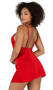 Soft satin chemise features U neckline, adjustable shoulder straps and low cut back.