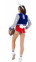 Playboy Bunny Athlete costume set includes cropped letter style lined jacket with sequin sleeves, striped trim and PB lettering with logo on back. Playboy print crop top, vinyl shorts with high cut sides, and logo print athletic socks also included. Bunny tail and matching bunny ears headband also included. Six piece set.