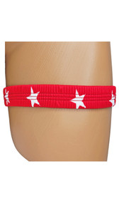 Red with white stars stretch leg garter. One per package.