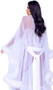 Sheer soft tulle full length robe with marabou trim, long kimono sleeves and satin sash.