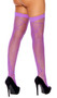 Fishnet thigh high stockings feature a delicate lace pattern with faux seam on front and back sides with solid band.