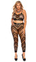 Crochet net cami crop top with zig zag striped design and spaghetti straps. Matching leggings with elastic waist also included. Two piece set.