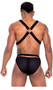 Men's pride mesh swim briefs feature lined front with sheer back and sides, double waistbands to create a criss cross look, and rainbow spiked studs on front waistband with O ring accents. Waistbands are not attached to each other, so they can be placed at your preference.