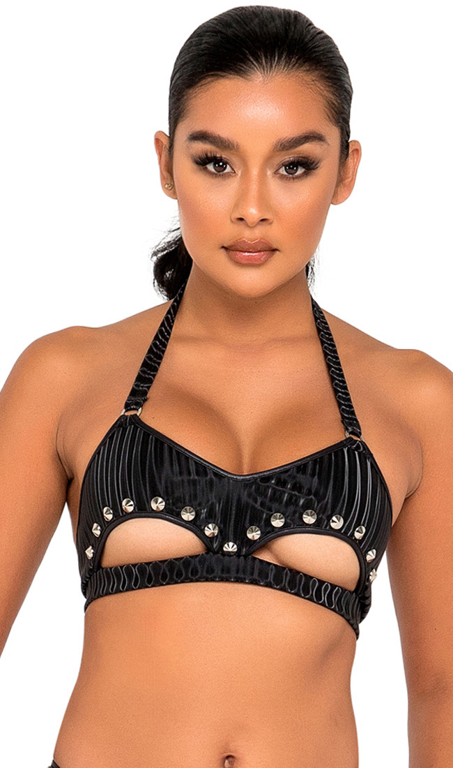 Studded Underboob Cut Out Crop Top