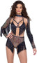 Sequin fishnet crop top features triangle cups with strappy details, sequin fringe, O ring accent, iridescent trim, halter neck and tie back closure.