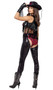 Saddle Up Cowgirl costume includes paisley print bra top with black vinyl trim, matching shorts, vinyl cropped vest with fringe and matching fingerless gloves. Sequin chaps with fringe and adjustable belt with oversized buckle also included. Six piece set.