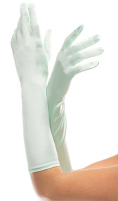 Mid arm length satin gloves.