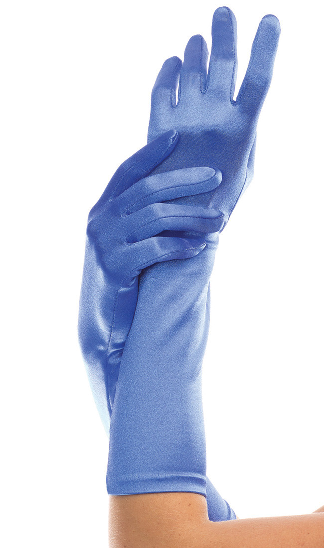 Satin Mid Arm Length Gloves Royal Blue
