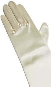 Elbow opera length satin gloves.