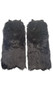 Faux fur boot covers with armor inspired straps that wrap around and tie. Each cover has an elastic top to help hold in place. Pair.
