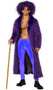 High Roller Pimp costume includes full length long sleeve faux fur fur coat with metallic tinsel accents. Matching oversized hat also included. Two piece set.