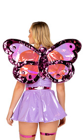 Vinyl butterfly shaped wings with metallic trim.