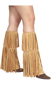 Faux suede leg warmers with fringe. Pair.