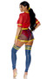 Goals Sexy Soccer Player costume includes jersey style sheer mesh crop top with V neckline, the number 10, and contrast trim. Sporty sheer shorts with tulip side hems and contrast trim also included. Matching footless leggings with athletic stripes, wristlets and hair scrunchie also included. Matching bandeau top and low rise booty shorts set also included for layering. Seven piece set.